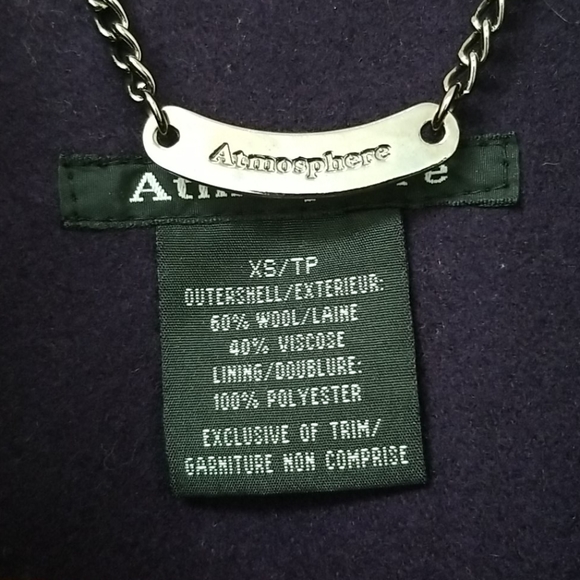 Atmosphere dark purple wool blend coat xs - Picture 6 of 8